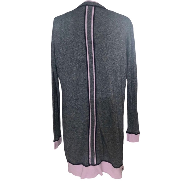 T by Talbots Mixed Marled Navy Indigo Blue Long Cardigan With Pockets Size M - Picture 3 of 10